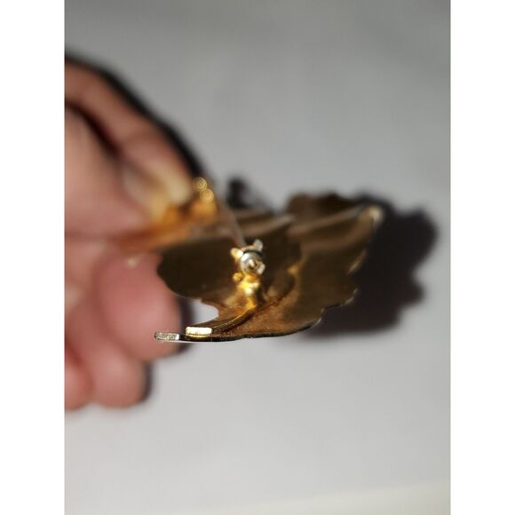 A Gold Tone Leaf Brooch Pin Oak Tree Fall Vintage Costume Jewelry - Picture 8 of 12